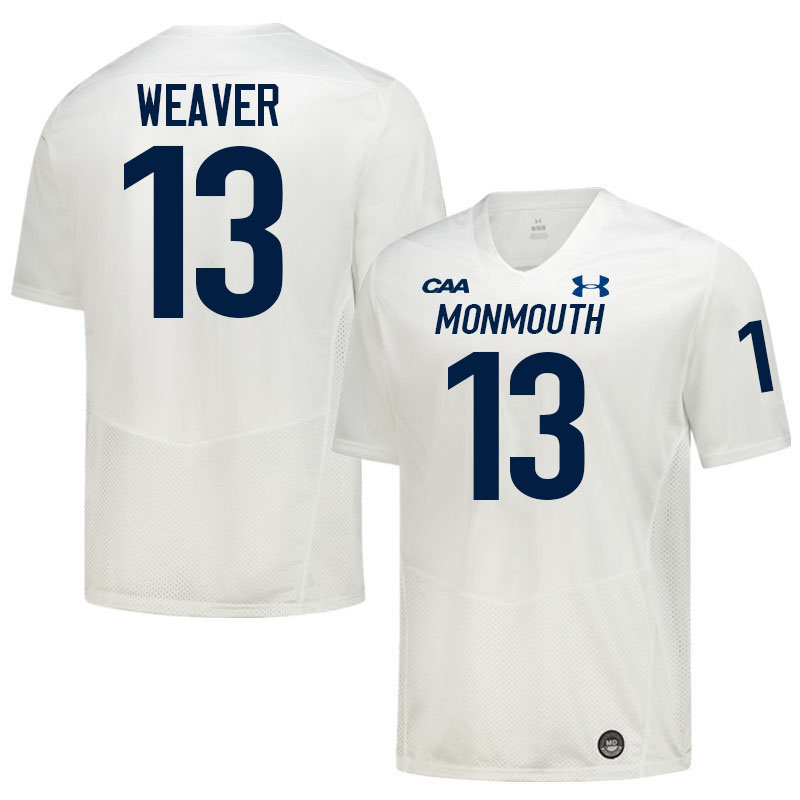 Monmouth Hawks #13 Frankie Weaver College Football Jerseys,Uniforms-White